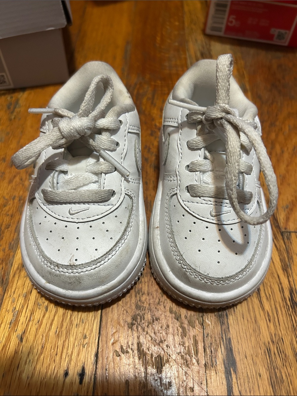 Nike Kids White Leather Lace-Up Sneakers